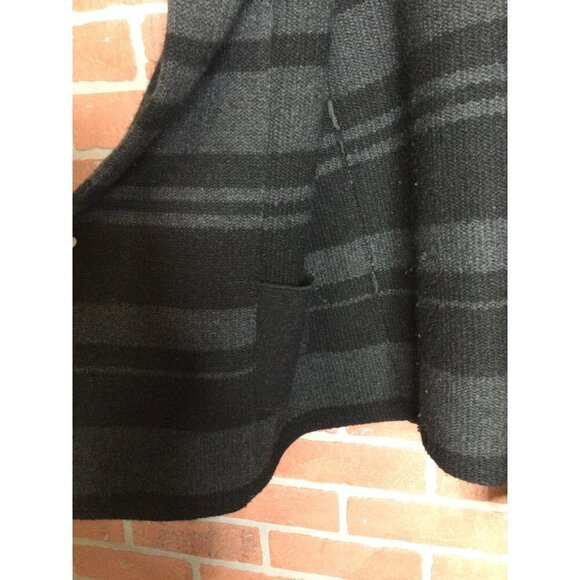 Vince Womens XS Black & Gray Striped Hooded Cardigan Sweater - Picture 2 of 9